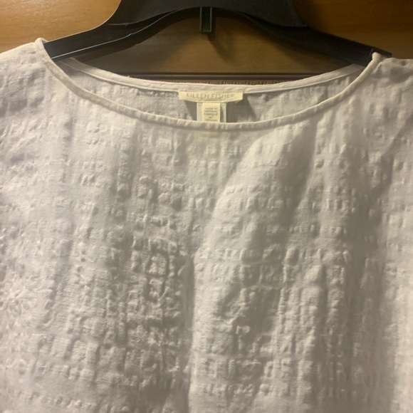 NWOT Eileen Fisher Linen Cotton Sheer Check Poncho Size S/M - Picture 8 of 12